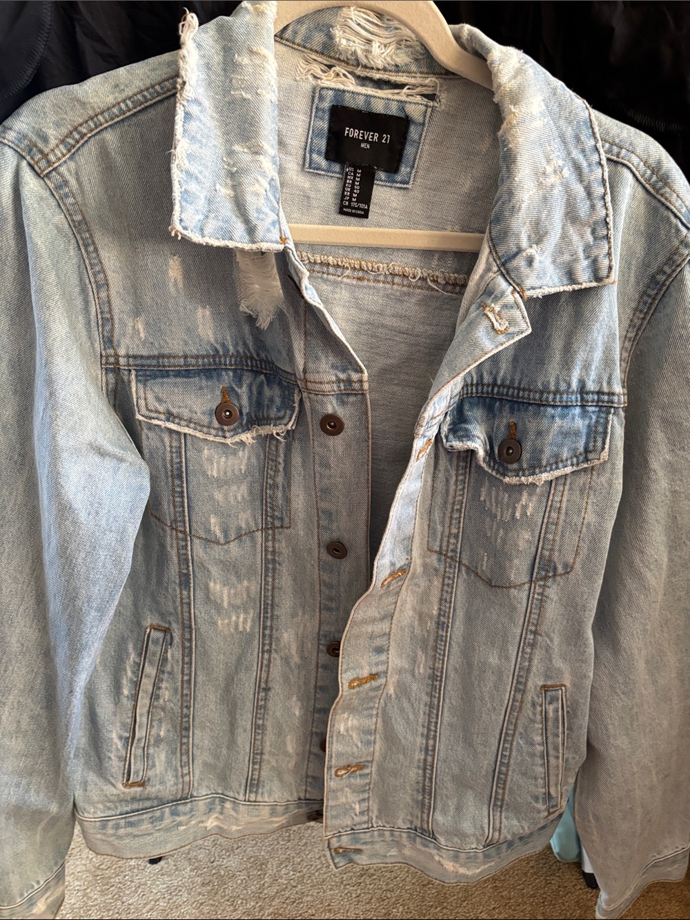 Forever 21 Light Wash Distressed Denim Jacket